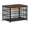 Furniture style dog crate wrought iron frame door with side openings, Rustic Brown, 43.3''W x 29.9''D x 33.5''H.