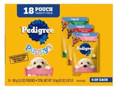 Pedigree Puppy Soft Wet Dog Food Variety Pack, 3.5 Oz Pouches (18 Pack)
