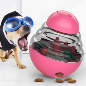 Dog Toys Food Ball Food Dispenser Training Balls Interactive Puppy Slow Feed Pet Tumbler Toy Dogs Puzzle Toys Pet Supplies (Color: Pink)